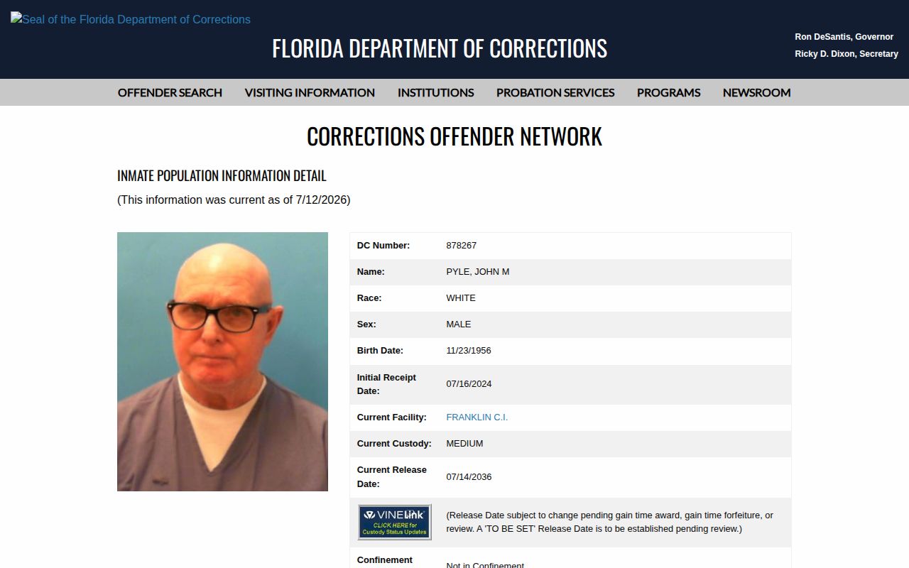 FDC Current Release Date field for a Hernando County projected release lookup