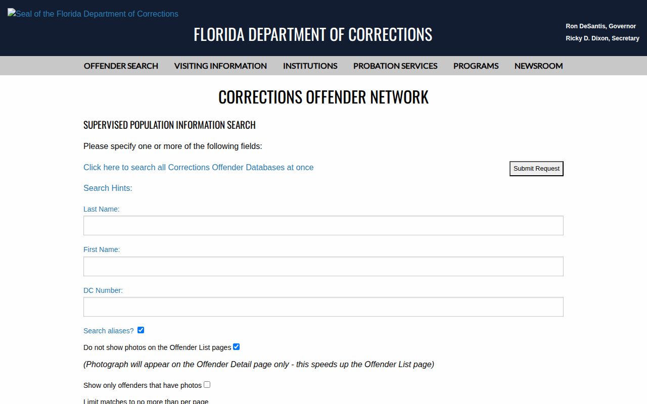 Florida FDC supervision search for Hernando County parole and probation records